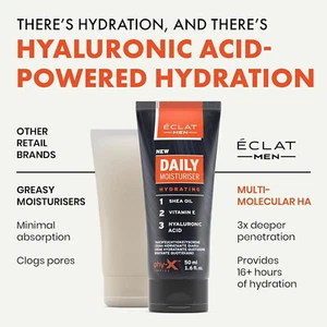 ECLAT Face Moisturiser For Men, Collagen, Shea Oil, Vitamin E & Hyaluronic Acid - Picture 1 of 5
