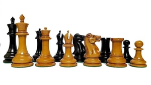 1849 Jacques Repro Staunton 4.5" Chessmen - Weighted Ebony/Distresse Antique - Picture 1 of 8