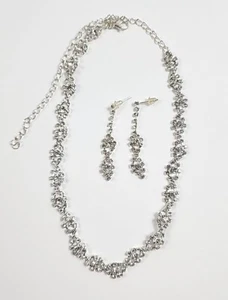Hochzeit Abschlussball Braut Kristall Diamant Träne Tropfen Halskette Ohrringe Schmuck Set - Bild 1 von 6
