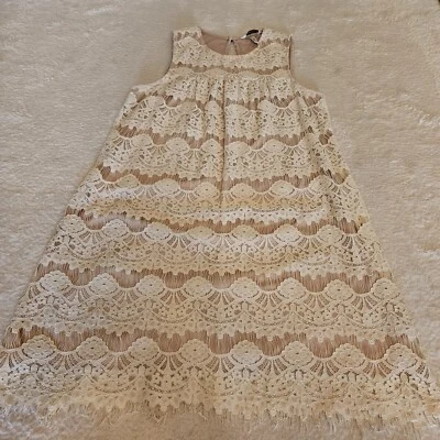Speechless Ivory Lace Overlay Sleeveless Dress With Keyhole Back Sz M EUC - Image 1 of 4