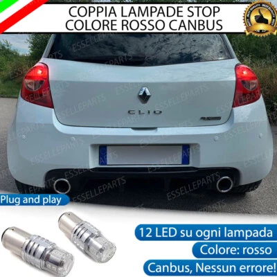 COPPIA LAMPADE LED STOP CANBUS POSTERIORI RENAULT CLIO MK3 III ROSSO CANBUS - Immagine 1 di 4