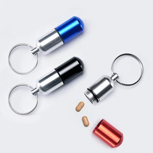 FDA Medicine Pill Capsule Mini Bottle Drug Portable Container Holder Keychain - Picture 1 of 18
