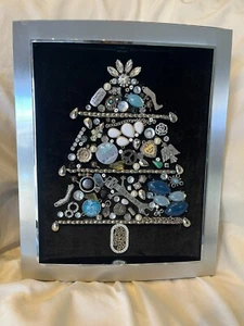 Handmade Upcycled Christmas Xmas Tree Frame with Costume Jewelry - Picture 1 of 6