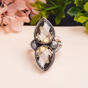 Smoky Quartz Gemstone 925 Sterling Silver Jewelry Ring, Designer Ring - Picture 1 of 4