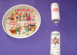Knickerbocker Beer Cans (1960s) Lot of TWO + 12 inch Illustrated Metal Beer Tray - Picture 1 of 9