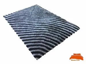 Nuovo lussuoso tappeto pile spesso design onde moderne super morbido nero/bianco - Foto 1 di 1