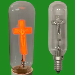 1x 3W Neon Cross Jesus on Crucifix Christian Light bulb SES E14 Decorative Lamp - Picture 1 of 4
