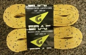 Cordones de patín de hockey encerados Graf amarillos paquete de 2 pares varios tamaños *NUEVO* - Imagen 1 de 2