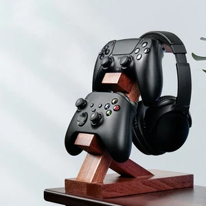 Controller Stand and Headphone Holder with Stable Wooden Design for Gamers - Picture 1 of 13