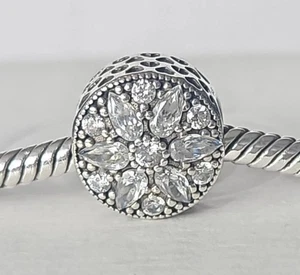 Genuine Stamped Pandora Charm - Silver Sparkling Radiant Bloom Charm S925 ALE - Picture 1 of 8