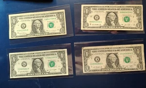 1 Dollar One Dollar Scheine Sammler Lot #3a - 4er Set falsch ausgerichtete 1 Dollar Scheine - Bild 1 von 3