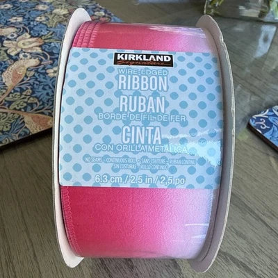 Kirkland Wire-Edged Ribbon 2.5" Wide 50 YD Gift Wrap Ribbon Pink Hues - Image 1 of 4