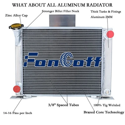 3 Row Aluminum Radiator For 1983-1994 Ford Ranger Compact Truck CONVERSION V8 92 - Image 1 of 4