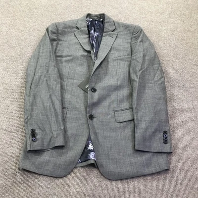 Indochino Blazer Mens Large Gray 100% Wool Two Button Made to Measure Floral - Image 1 of 4
