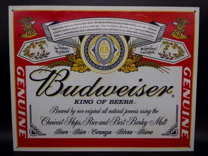 2001 Anheuser-Busch Budweiser Metal Sign “King of Beers” Man Cave 16 x 12.5” Bar - Picture 1 of 4