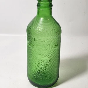 VTG Mountain Dew Soda Bottle 10 oz Textured Green Glass Embossed 7" - Picture 1 of 16