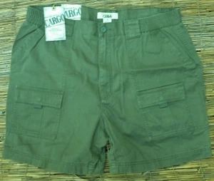 ROUNDTREE & YORKE MENS SIDE ELASTIC OLIVE COTTON 6-POCKET CARGO SHORTS LIST $40 - Picture 1 of 4