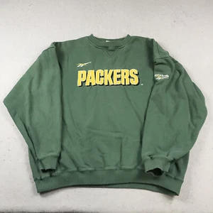 VINTAGE Green Bay Packers Sweatshirt Mens Medium Green Reebok Crewneck NFL 90s - Picture 1 of 9
