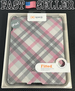 Speck Fitted Hard Snap Cover Case For iPad 1st Gen - Classic Plaid Pink and Gray