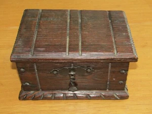 Vintage Hand Made/Carved Wooden Treasure/Trinket Box - Picture 1 of 14