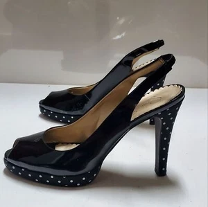 Jessica simpson Amanda Womens size 7 Black Patent Polka-dot Platform Heels - Picture 1 of 12