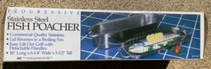 Vintage 1989 Progressive Commercial Stainless Steel Fish Poacher 18"L x 6 1/4"W - Picture 1 of 2