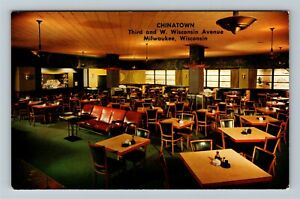 Milwaukee WI-Wisconsin, Chinatown, restaurant jouet Moy, salle à manger, carte postale vintage
