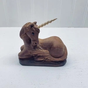 Vtg Wood Unicorn Figurine Sculpture Hand Carved - Picture 1 of 9