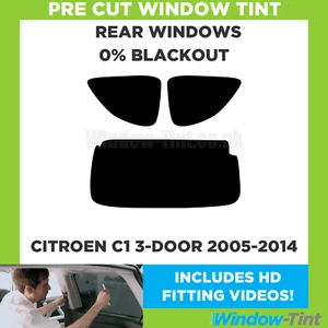 For Citroen C1 3-Door Hatchback 2005-14 Pre Cut Window Tint 0% Blackout Film - Picture 1 of 10