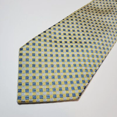 Corbata para hombre NAUTICA geométrica amarilla azul 100 % seda W 3,5" x L 60" Foto 1 de 4