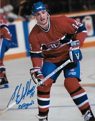 Auto Montreal Canadiens Stephane Richer 8x10 Foto #4 con inscripción 2 x 50 goles Foto 1 de 4