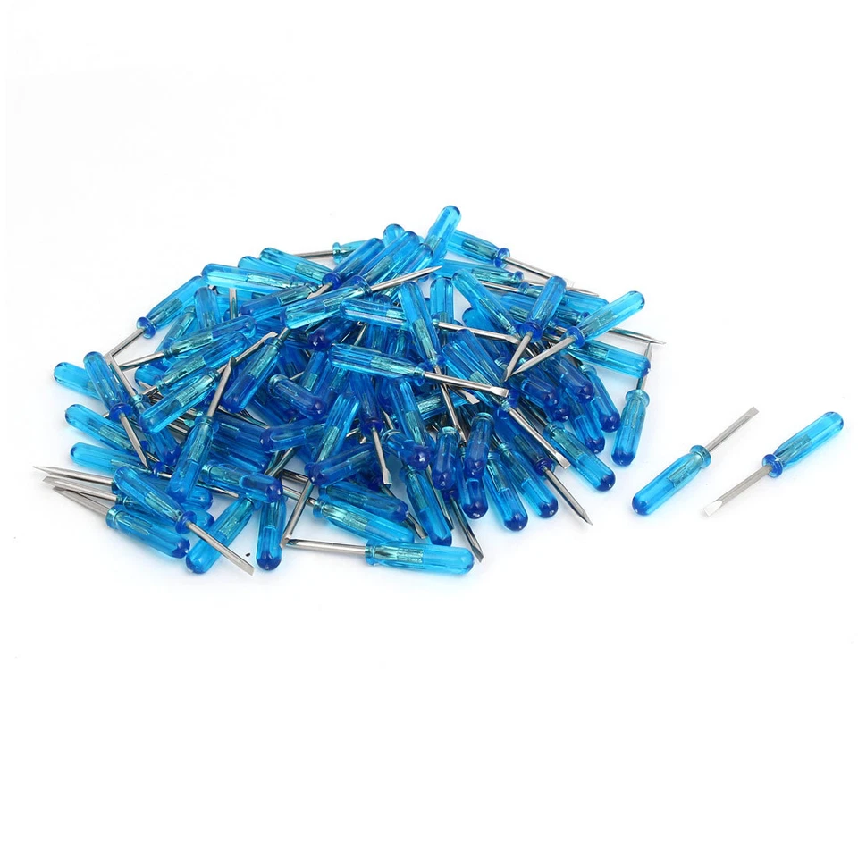2mm Tip Plastic Anti-slip Handle Slotted Flathead Screwdriver Repair Tool 100pcs