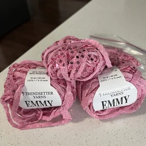 Trendsetter EMMY Garne #17 Rosa Pailletten Made in Italy 50g/66yds 2 Stück Neu - Bild 1 von 8