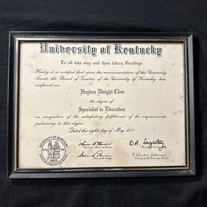 1971 University of Kentucky Specialist in Education Degree - Hayden Dwight Cline - Picture 1 of 4