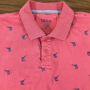 IZOD Luxury Sport Vintage Mens Pink Embroidered Dolphin Short Slv Polo Shirt XL - Picture 1 of 7