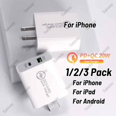 For iPhone iPad Android 20W QC 3.0 Fast Charging USB Type-C Wall Charger Adapter - Image 1 of 4
