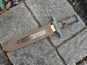 VTG Stainless Steel China Beautiful Fantasy Sword In Suede Sheath 14" - Picture 1 of 9
