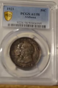 1921 Alabama Centennial Commemorative Half Dollar PCGS AU58 Item 6283 - Picture 1 of 4