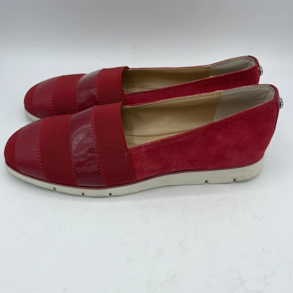 Donald Pliner MAY Rojo Elástico Elástico Imitación Gamuza Planos Talla 7.5 M Mujeres Sin Cordones Foto 1 de 4