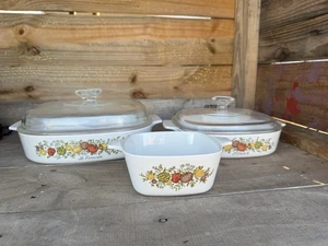 Rare Vintage Corning Ware L’Echalote La Romarin Spice of Life 3er Set mit 2 Deckeln - Bild 1 von 18