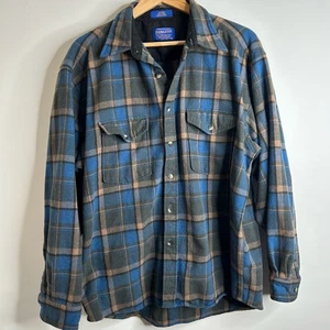 VTG Pendleton Wool Board Shirt Mens XL Blue Plaid Flannel Workwear Outdoor Warm - Picture 1 of 6