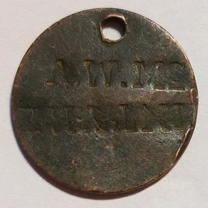 1860er BÜRGERKRIEGSMARKE A.W. McINTYRE seltener Händler Gegenstempel patriotisch CWT - Bild 1 von 3