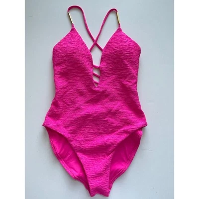 Купальник цельный розовый Trina Turk с декоративным золотым акцентом женский размер 8 - Изображение 1 из 4