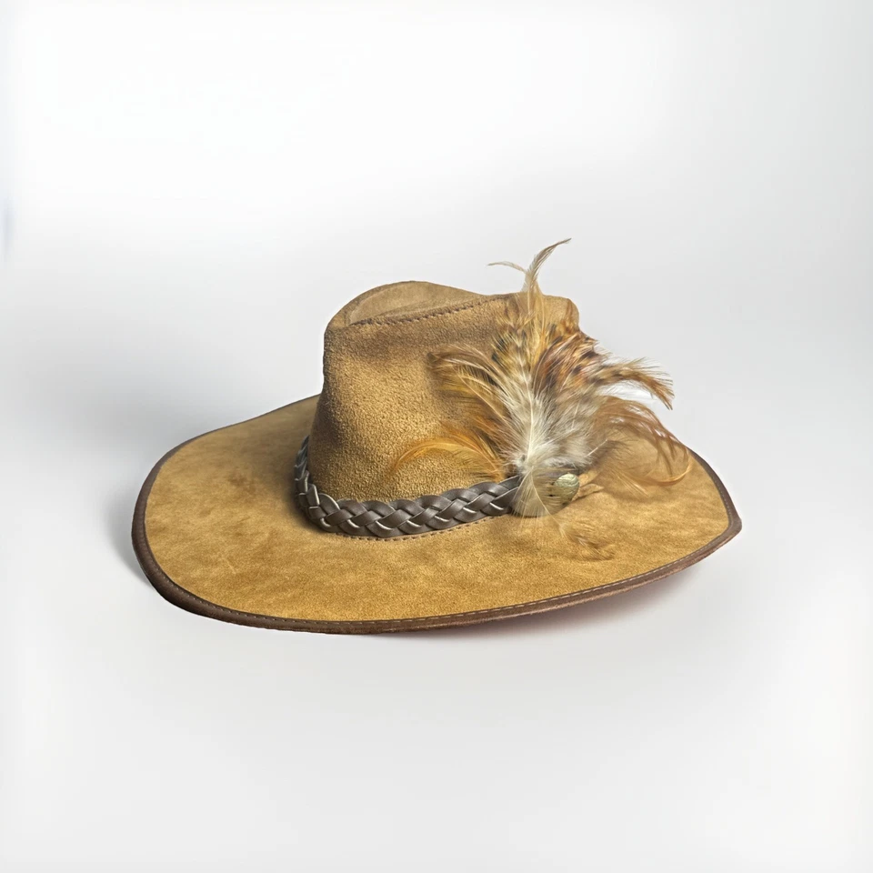 Sombrero de Vaquero de Gamuza XL de Cuero para Hombre de Cuero San Zeno con Pluma Hecho a Mano en CA Foto 1 de 4
