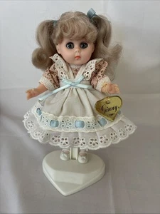 1987 Vogue Ginny Doll 8" Blonde with Original Dress & Stand – Vintage Heart Tag - Picture 1 of 7