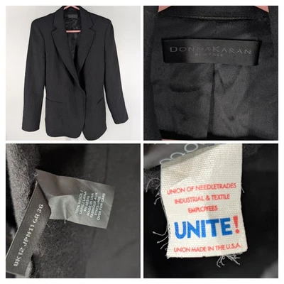 Chaqueta Blazer de Lana Archival Años 90 Donna Karan Nueva York UNITE Hecha en EE. UU. Negra EE. UU. Foto 1 de 4