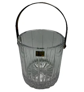 MIKASA ARCTIC LIGHTS ICE BUCKET w SILVER HANDLE, Cut Lead Crystal, 6", SLOVENIA - Picture 1 of 6