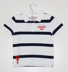 NWOT Vineyard Vines Boys White Striped Yacht Club SS Polo Shirt sz 5-6 or 10-12 - Picture 1 of 13