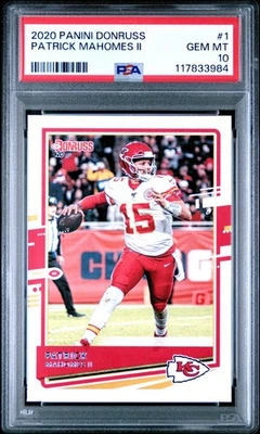 Tarjeta Donruss Patrick Mahomes II 2020 #1 PSA 10 GEMA como nueva Kansas City Chiefs Foto 1 de 2