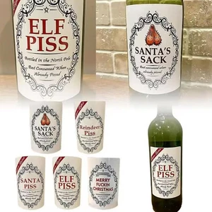 Funny Christmas Wine Bottle Labels Vintage Joke Stickers Novelty Bottle Label - Picture 1 of 9